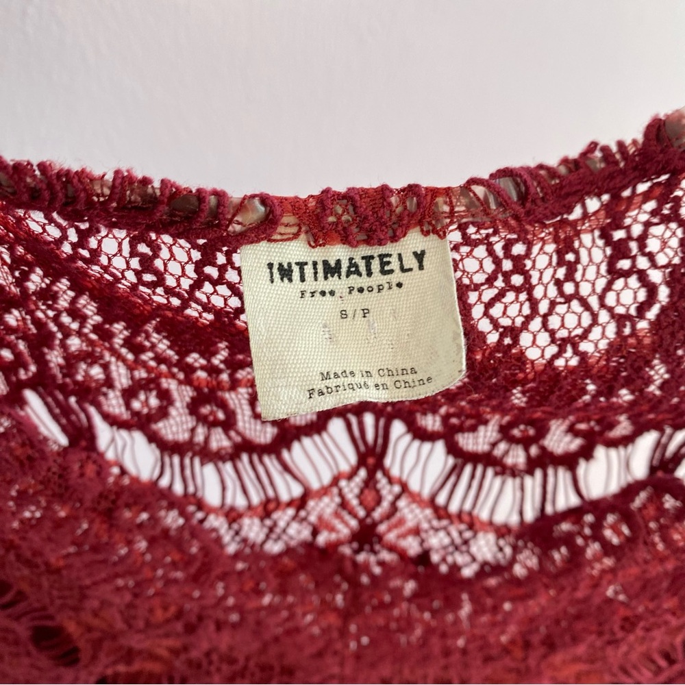Free People Intimately Red Lace Slip Dress with Lining size small - Picture 12 of 13